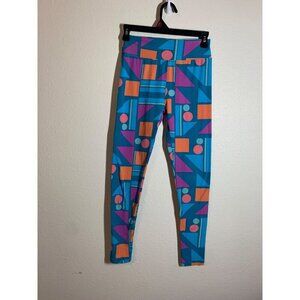 LuLaRoe Leggings One Size OS Geometric Print Butter Soft Teal Orange Casual Yoga